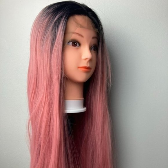 Black to Pink Lace Front Wig